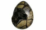 Polished Septarian Puzzle Geode - Black Crystals #172136-3